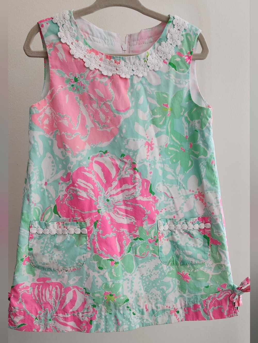 Lilly Pulitzer Pink & Mint Floral Sleeveless Dress with Lace Collar